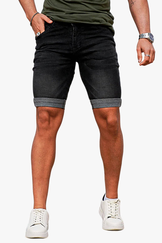 Schwarze Jeansshorts für Herren – Crimping