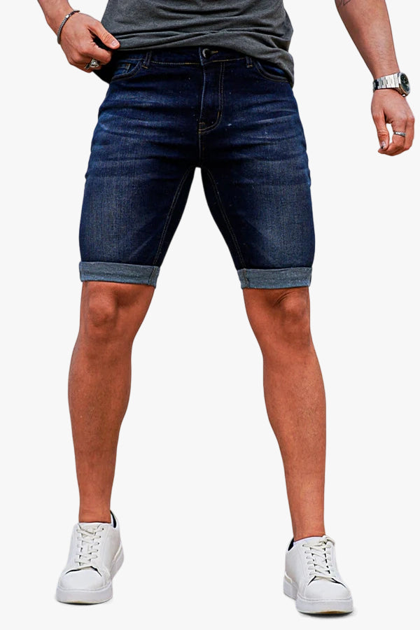 Gingtto Men's Fashion Short Jeans-Negro