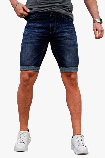 Gingtto Men's Fashion Short Jeans-Negro