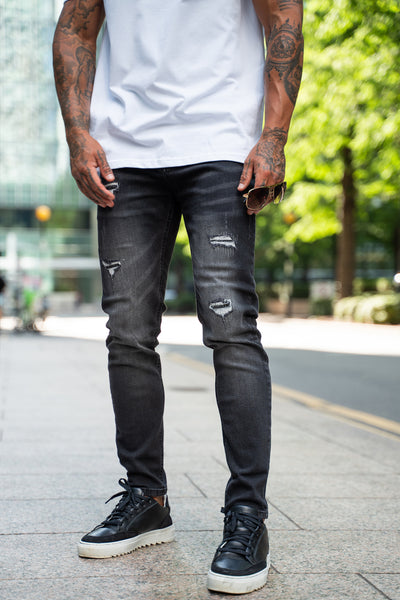black denim slim fit jeans
