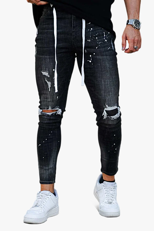 Men's Relaxed Skinny Jean - Black & Ripped