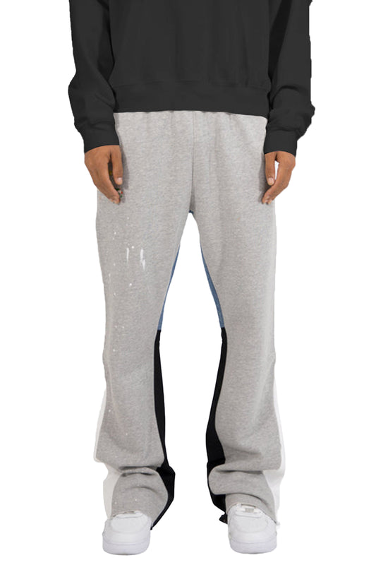  GINGTTO Mens Stacked Flared Sweatpants Patchwork Slim