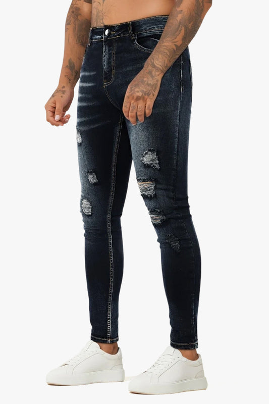 Jean skinny vintage pour hommes - Bleu foncé