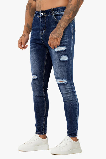 Slim Fit herenjeans, skinny jeans voor heren, gescheurde skinny jeans, stretch denim broek met gebroken gaten Slim Fit herenjeans, skinny jeans voor heren, gescheurde skinny jeans, stretch denim broek met gebroken gaten