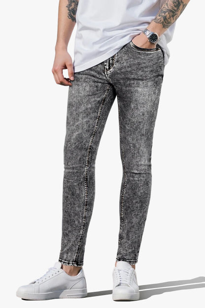 Jeans skinny grigi da uomo - lavati