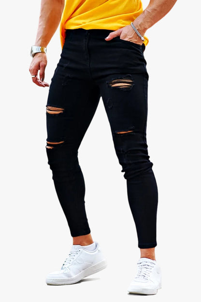 Men's High Stretch Skinny Jean - Ripped & Black