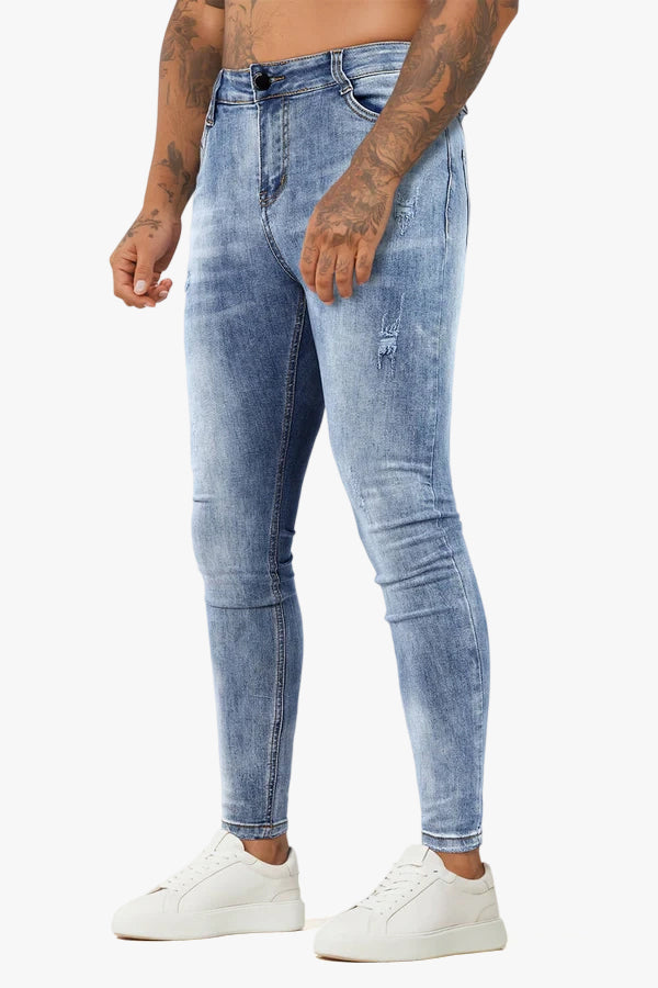 Jean skinny stretch pour hommes - Bleu délavé