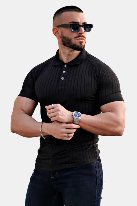 Men's Slim Fit Short Sleeve Polo Shirt - Black