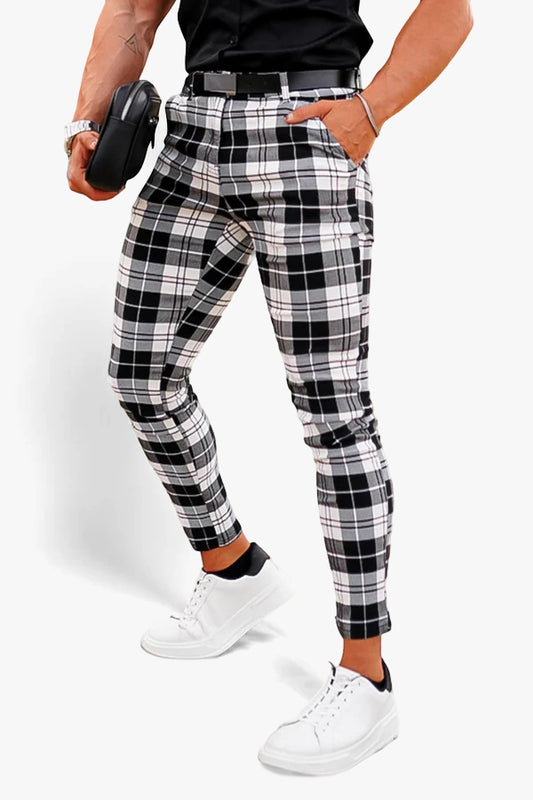 Pantaloni scozzesi da uomo - bianchi e neri
