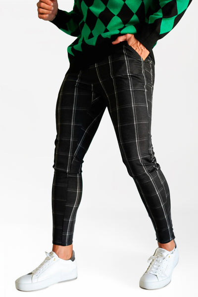 Green plaid skinny jeans outlet