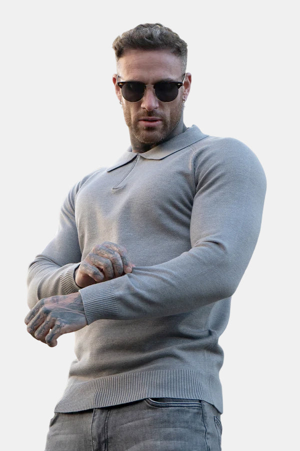 Slim-fit poloshirt voor heren, lange mouw