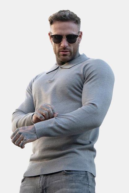 Slim-fit poloshirt voor heren, lange mouw