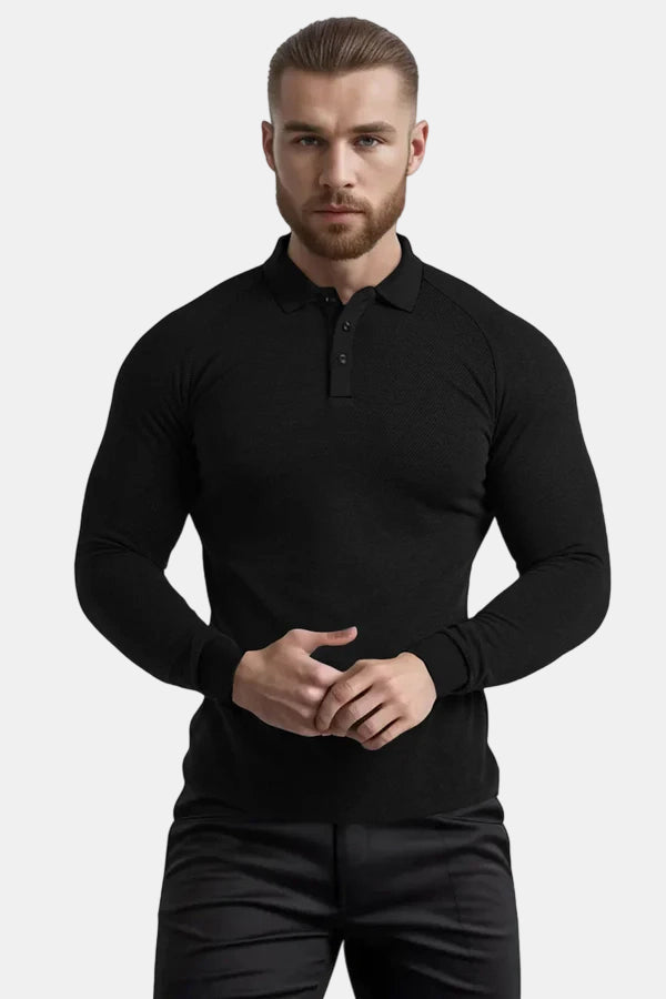 Polo da uomo slim fit - manica lunga