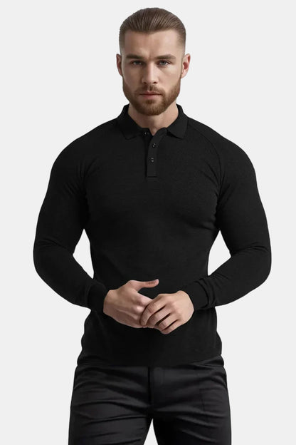 Polo da uomo slim fit - manica lunga