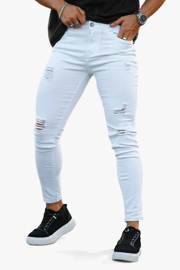 Jeans blancos para hombre rasgados