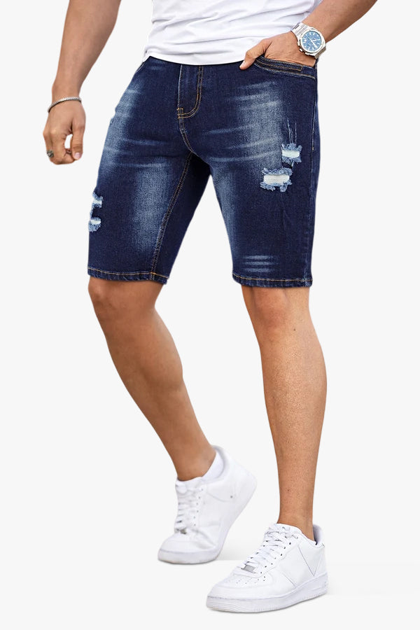 Jeansshorts für Herren - zerrissen und dunkelblau