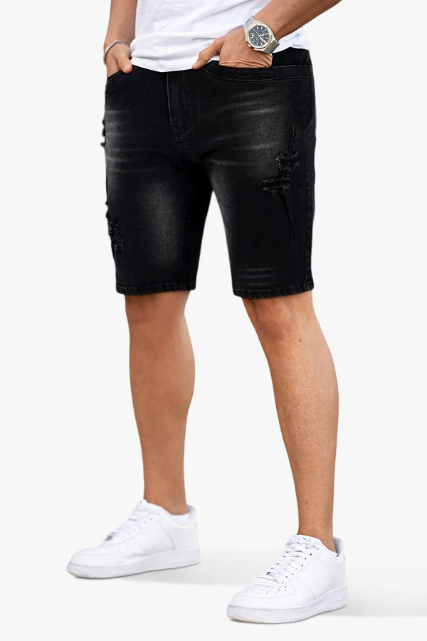 Pantalón corto vaquero negro para hombre - Flexibilidad