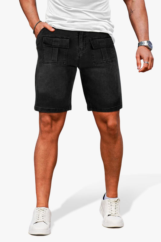 Stretch-Jeansshorts für Herren - Schwarz
