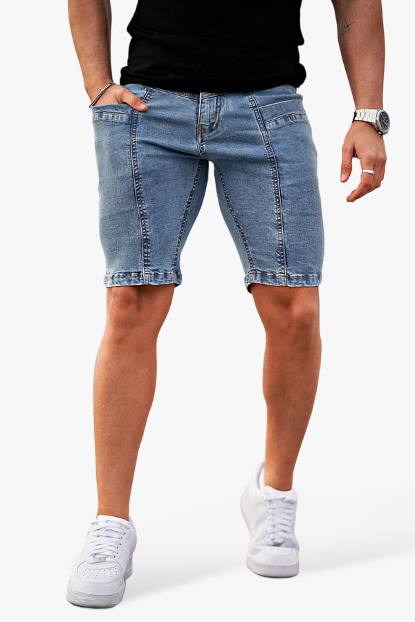 Pantaloncini in denim elasticizzato da uomo - Blu