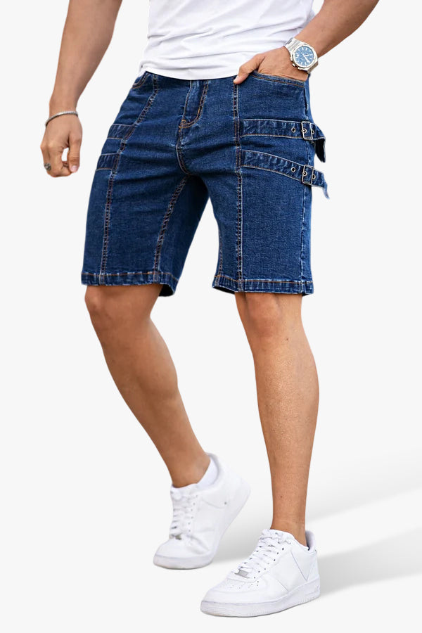 Short en denim stretch pour homme - Bleu foncé