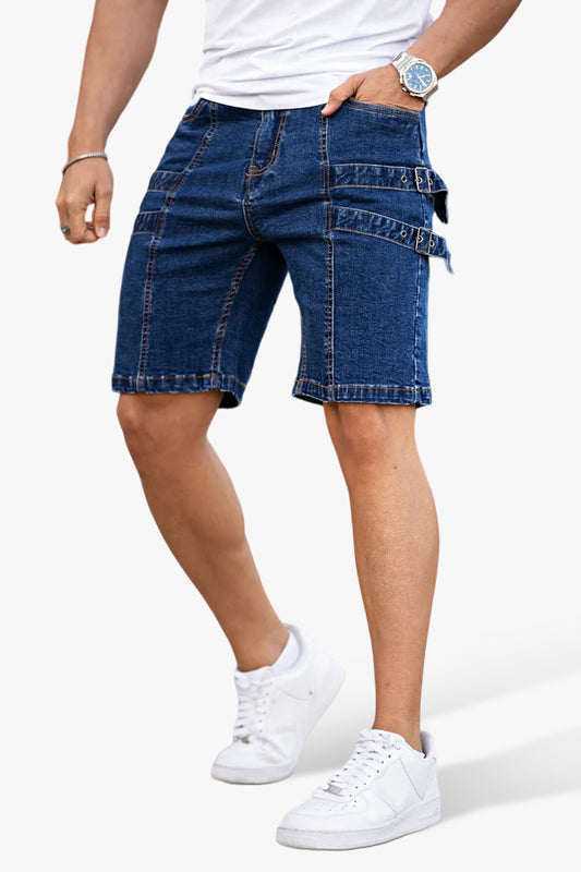 Short en denim stretch pour homme - Bleu foncé