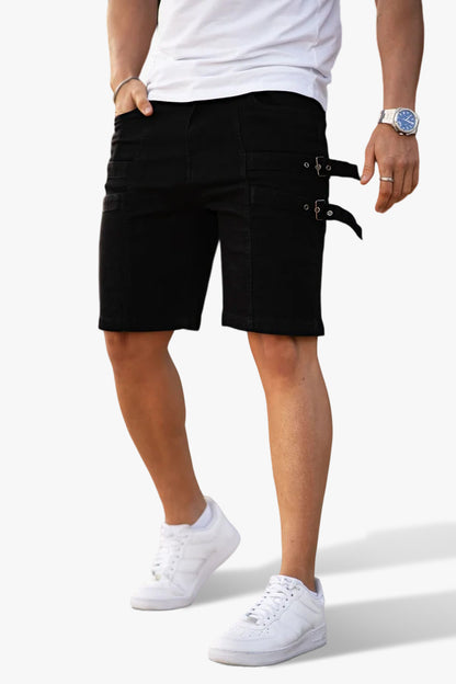 Men's Denim Short - Black And Webbing