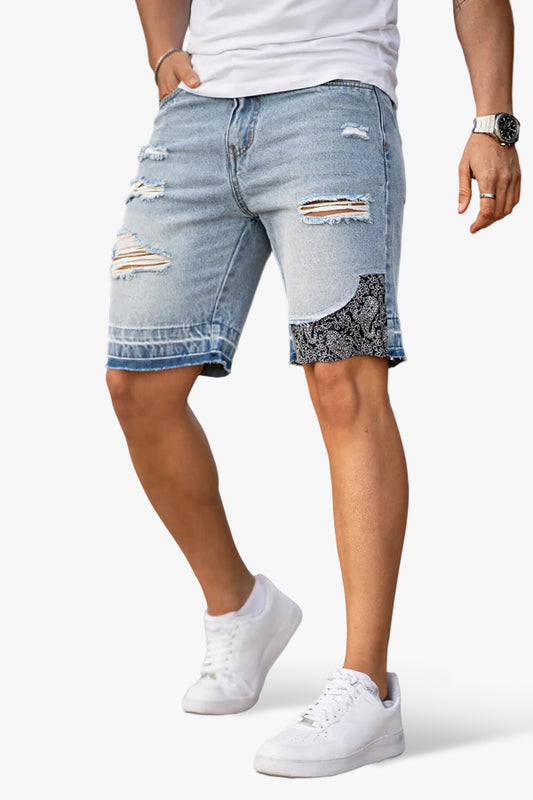 Zerrissene Jeansshorts für Herren - Hellblau