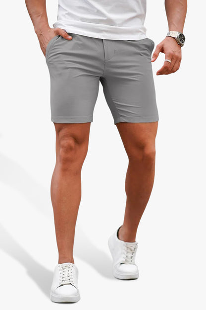 Pantalón corto chino elástico gris claro para hombre