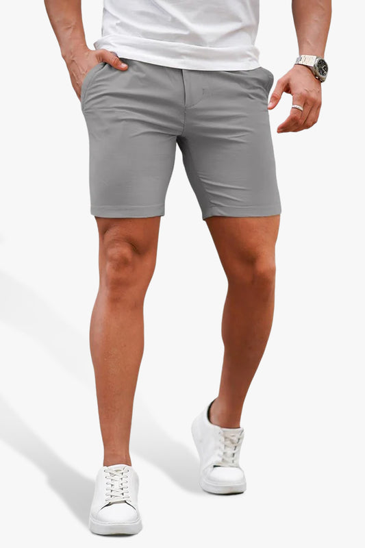 Pantalón corto chino elástico gris claro para hombre
