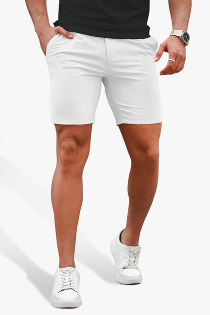 Mens White Stretch Chino Short