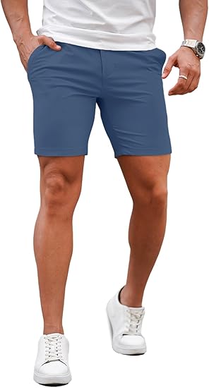Men's Black/Ash Grey/Blue/Mountain Green  Stretch Chino Short(7" Inseam)