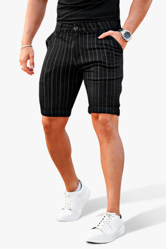 Men's Black Chino Short - Stripe