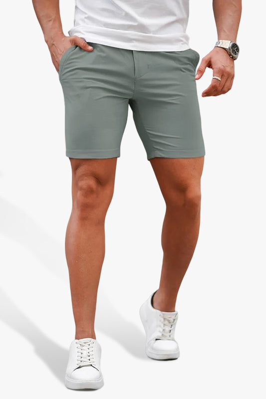 Pantalón corto chino elástico verde montaña para hombre