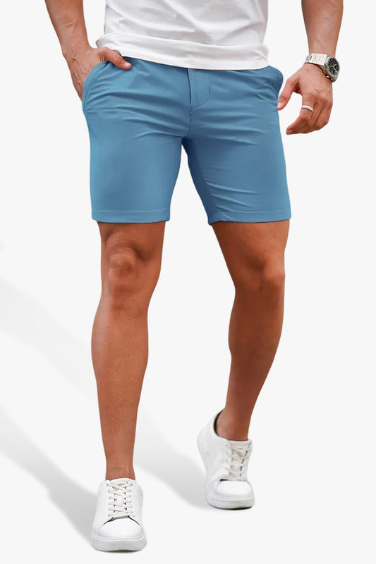 Pantalón corto chino elástico azul para hombre