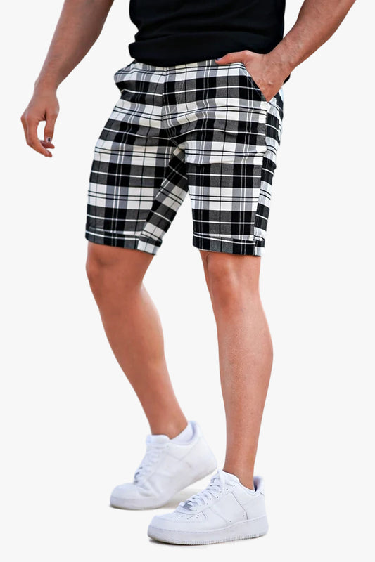 Geruite herenshort - zwart en wit