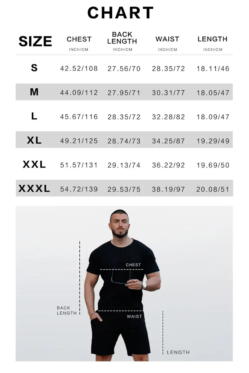 Men's Casual Set - Light Orange Size Chart