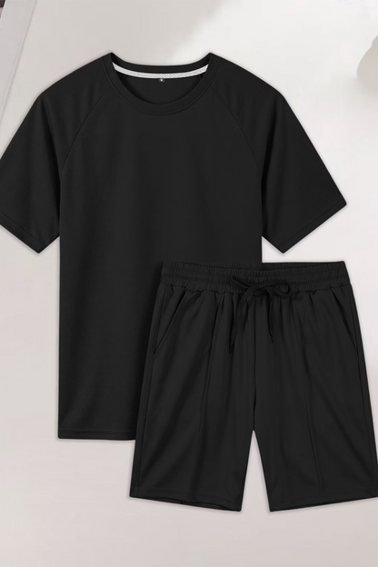 Men's Round Neck Short Sets - Black