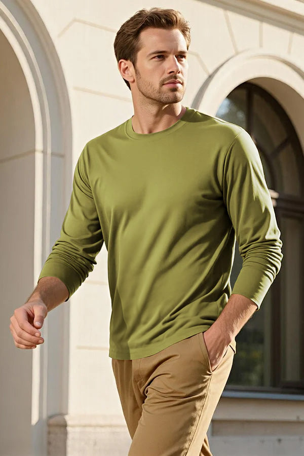 Men's Mercerized Cotton Long Sleeves T-Shirt - Green