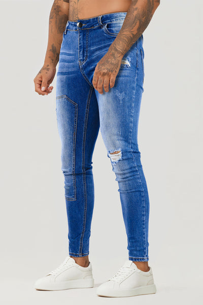 Jean skinny super stretch pour homme Bleu 28