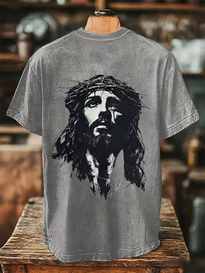 Men's Faith Cross Print Crew Neck T-shirt
