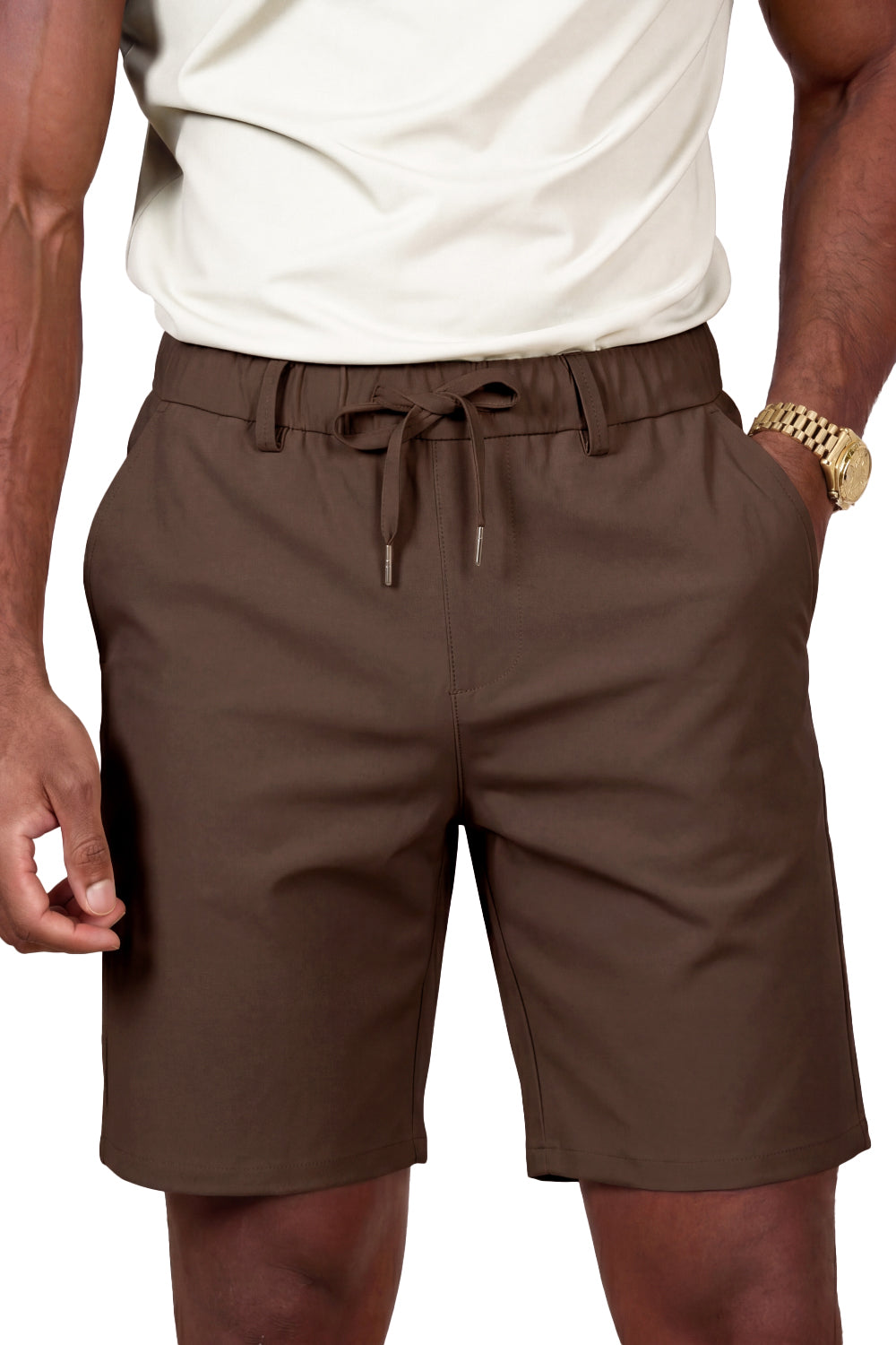 Men's Casual Drawstring Shorts - Brown