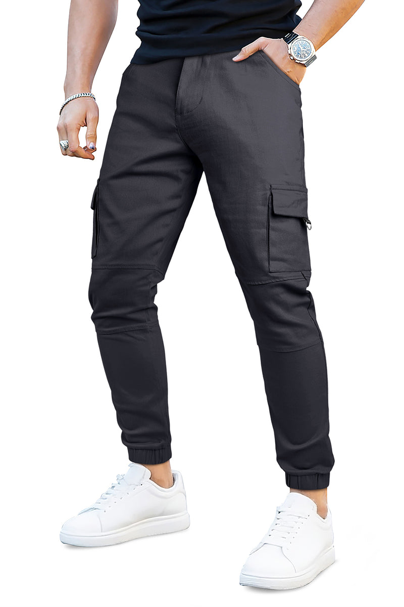 Men's Slim Fit Cargo Joggers | Multi-Pocket Tactical Pants with Cuffed Ankle