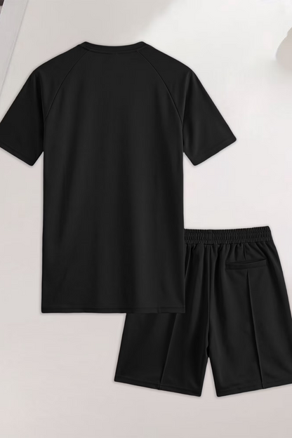 Men's Round Neck Short Sets - Black