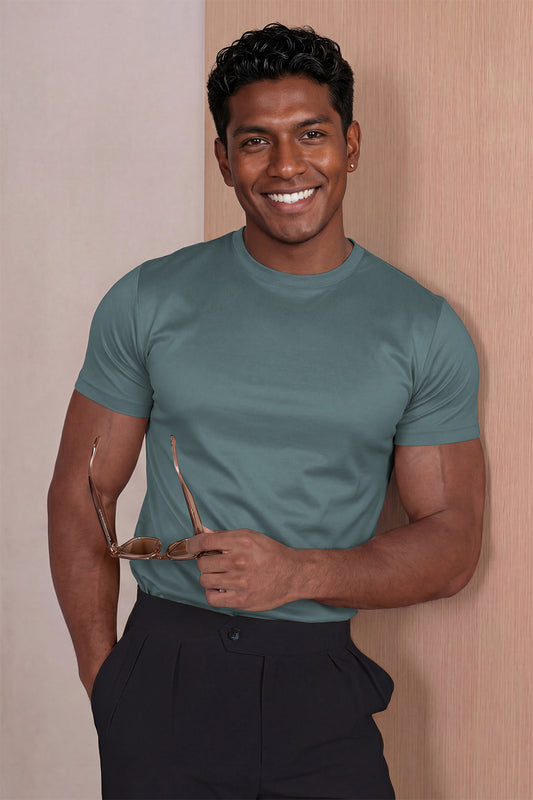 Men's Mercerized Cotton T-Shirt - Teal Green