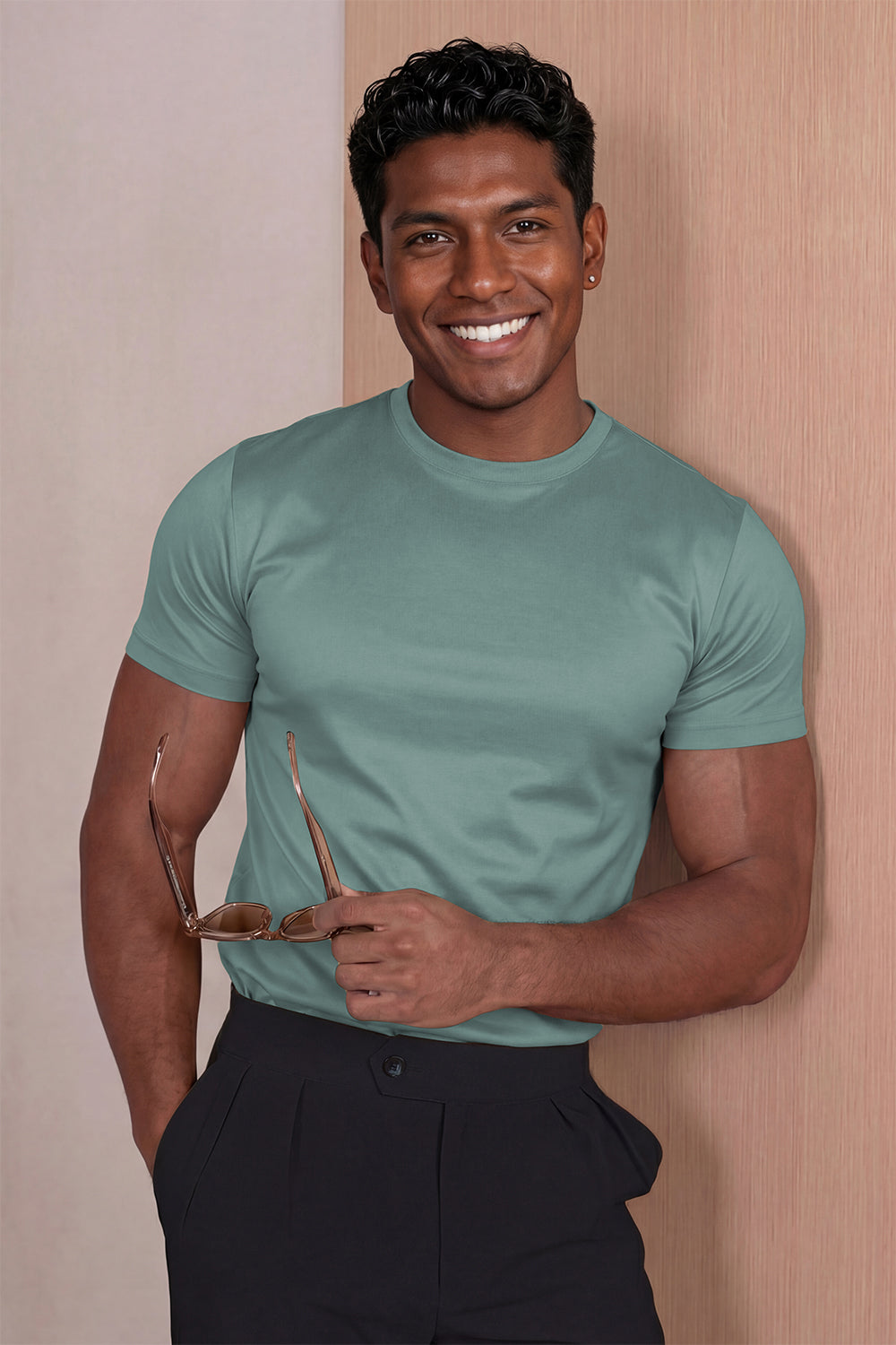 Men's Mercerized Cotton T-Shirt - Teal Green