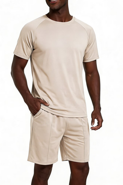 Conjuntos cortos de cuello redondo para hombre - Negro