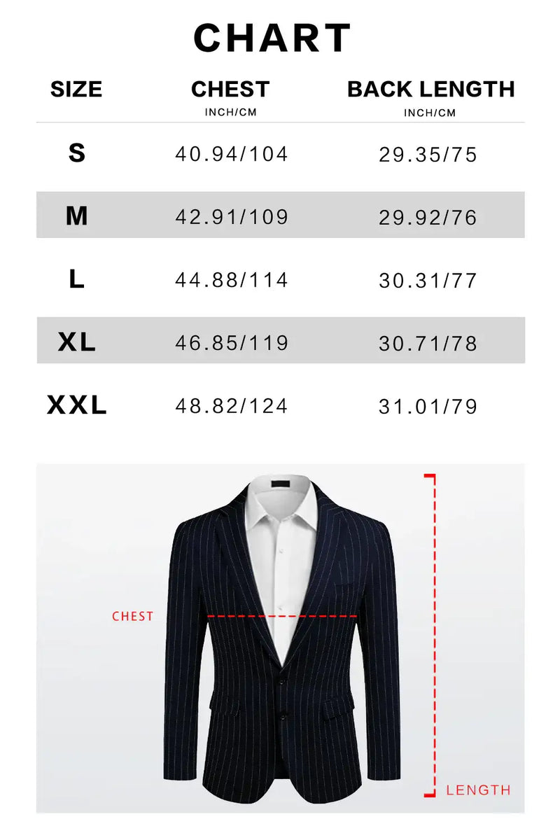 Men's  Stylish Classic Blaze - Black Size Chart