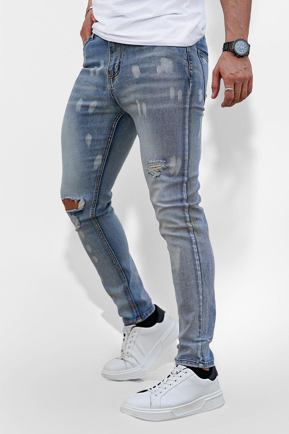 Gingtto Men's Light Blue Slim Fit Jeans