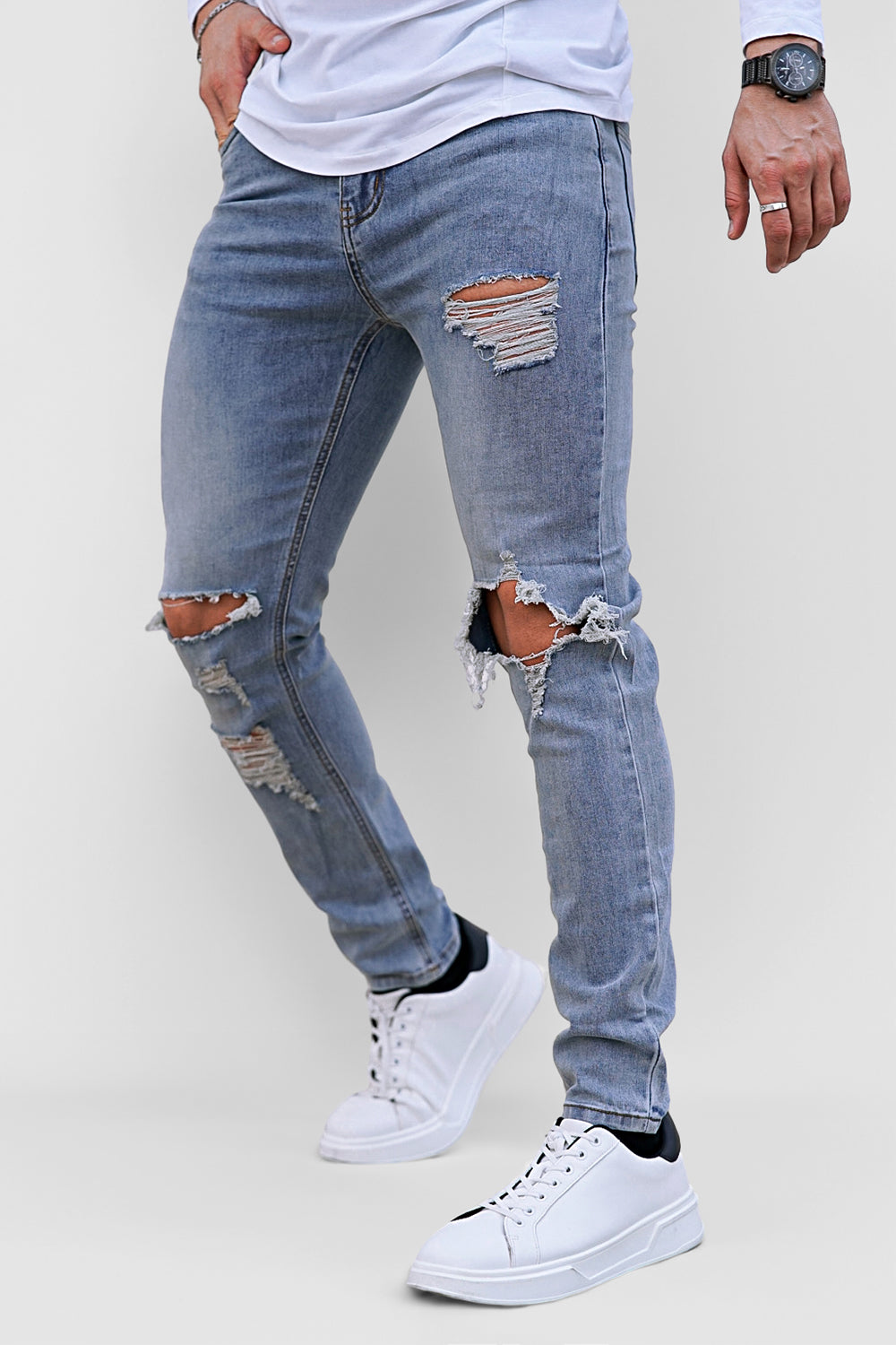 Gingtto Men's Ripped Slim Fit Jeans
