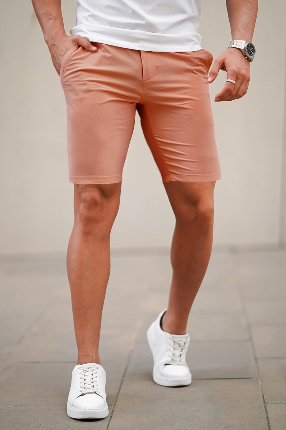 Mens Tailored Chino Short - Salmon